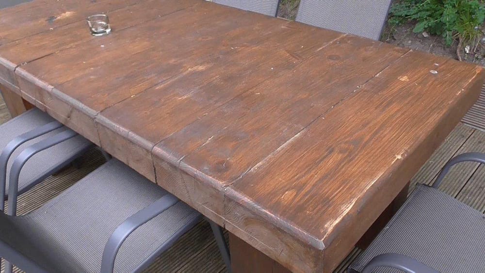 Massivholztisch selber bauen aus Resten